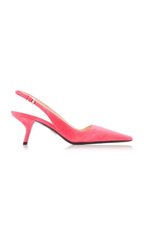 prada suede slingback pumps|Prada slingback kitten heel pumps.